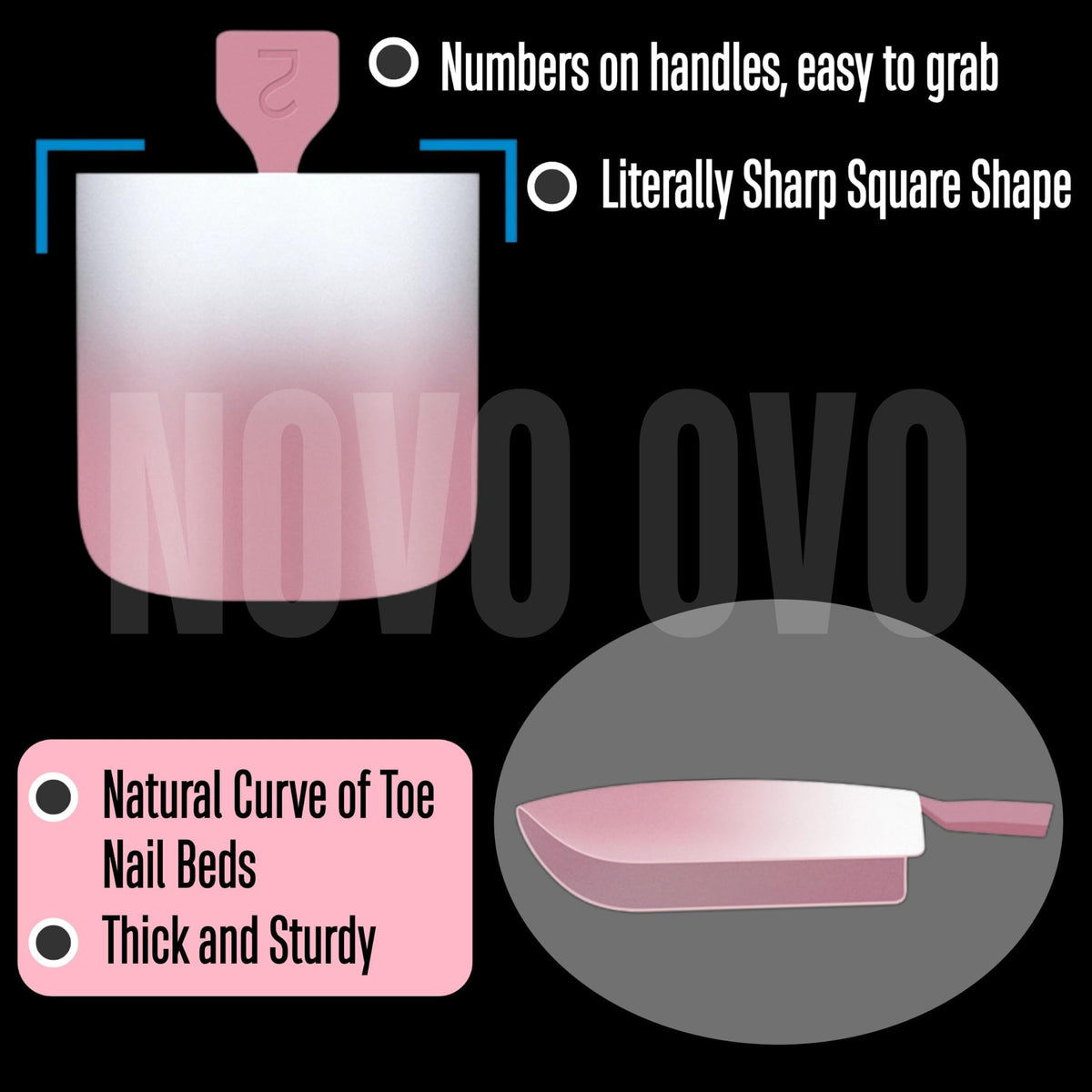 NOVO OVO pre-designed ombre nails with a matte surface are perfect for creative nail art.