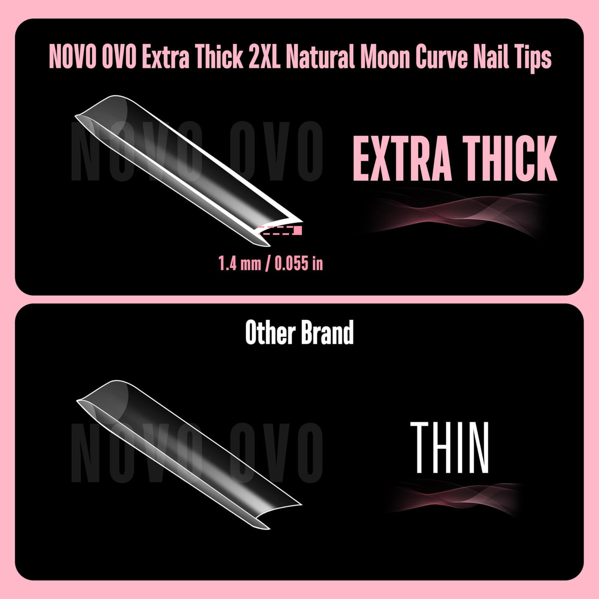 NOVO OVO pre-filed cuticle edge enables quick, neat adhesion.