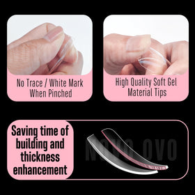 NOVO OVO premium PMMA clear tips for easy shaping and seamless results.