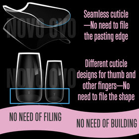 NOVO OVO premium PMMA soft gel formula nails provide transparent, smooth results.