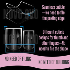 NOVO OVO premium soft gel nail tips ultra-transparent and easy to soak off.