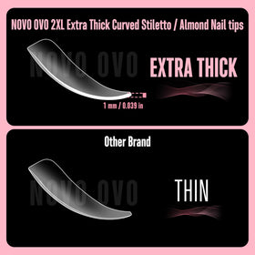 NOVO OVO extra-thick soft gel tips with 2x durability for long-lasting wear.