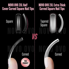 NOVO OVO square shallow tips with soft gel finish for precise Y2K manicures