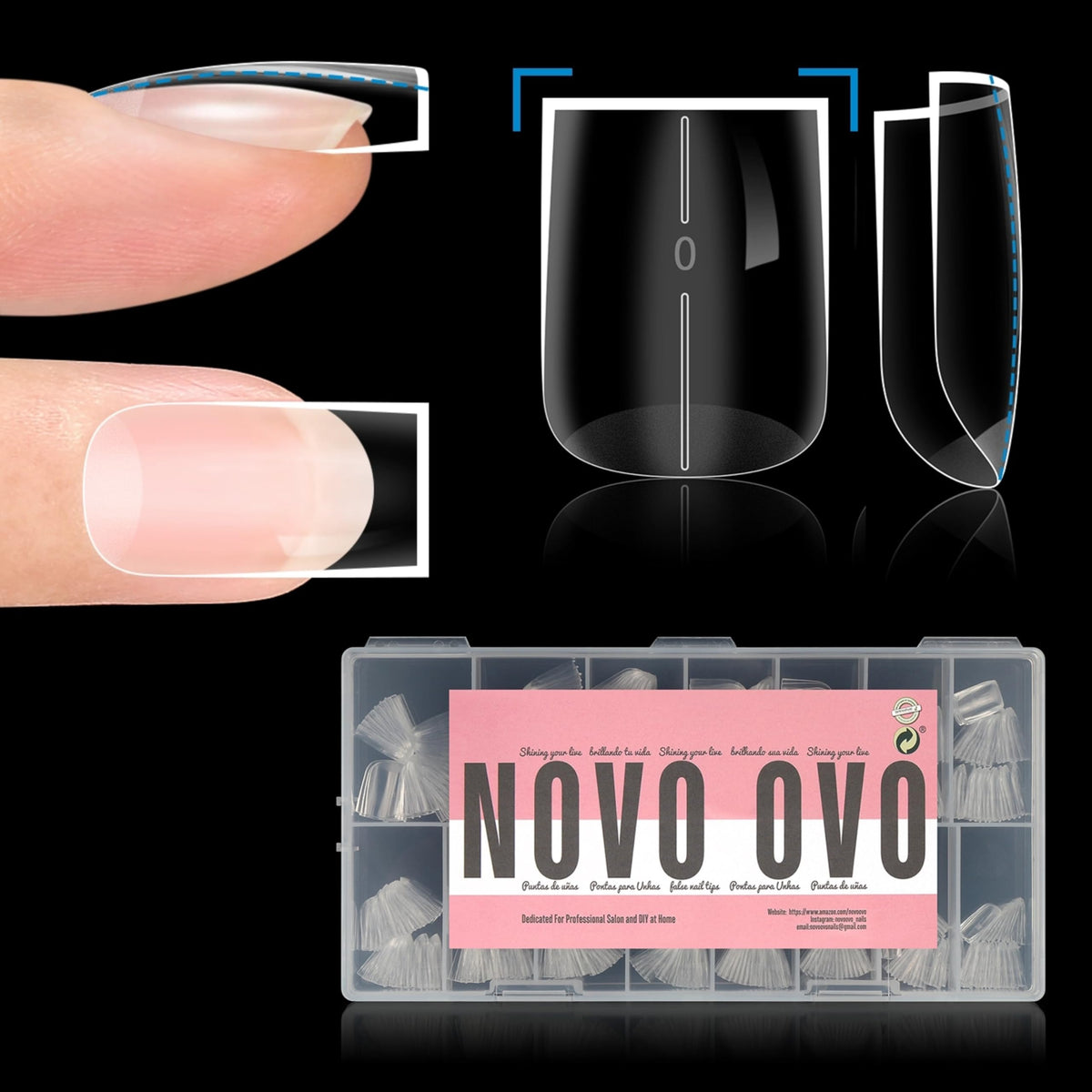 NOVO OVO straight square thick short nails press-on for durable wear and quick manicures.