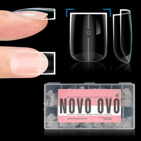 NOVO OVO straight square thick short nails press-on for durable wear and quick manicures.