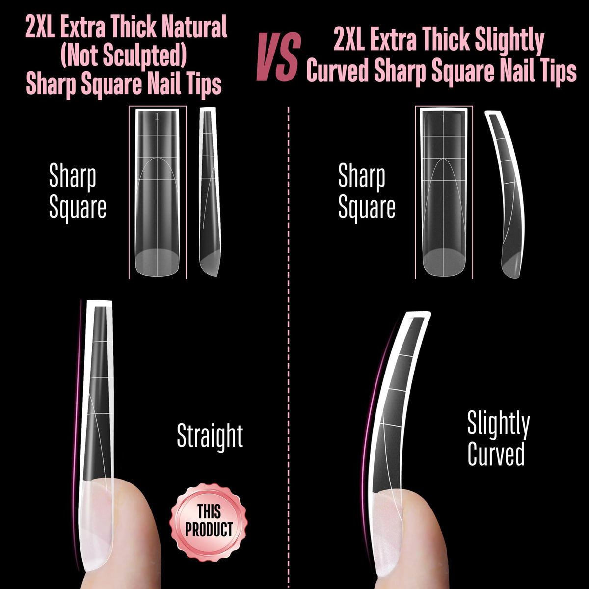 NOVO OVO thumb rounded square design provides balanced manicure possibilities