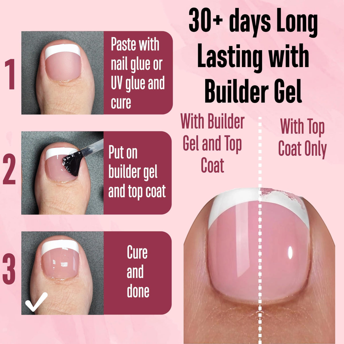 NOVO OVO tip primer and base coat pre-applied on tips for easy DIY pedicure