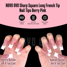 NOVO OVO ultra-transparent soft gel tips are easy to press and trim for a neat finish.
