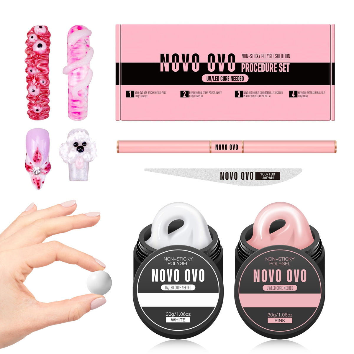 NOVO OVO upgraded polygel bottle for mess-free application and smooth color control