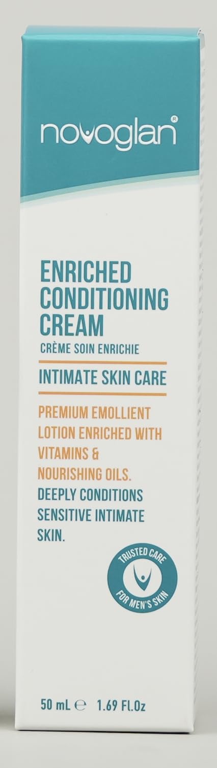 Applying Novoglan cream to clean dry skin for daily comfort.