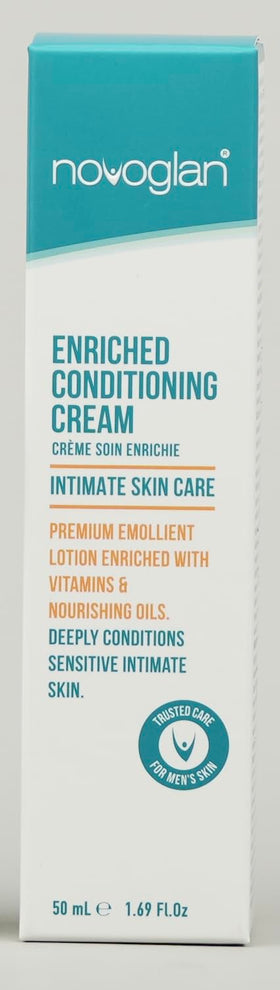 Applying Novoglan cream to clean dry skin for daily comfort.