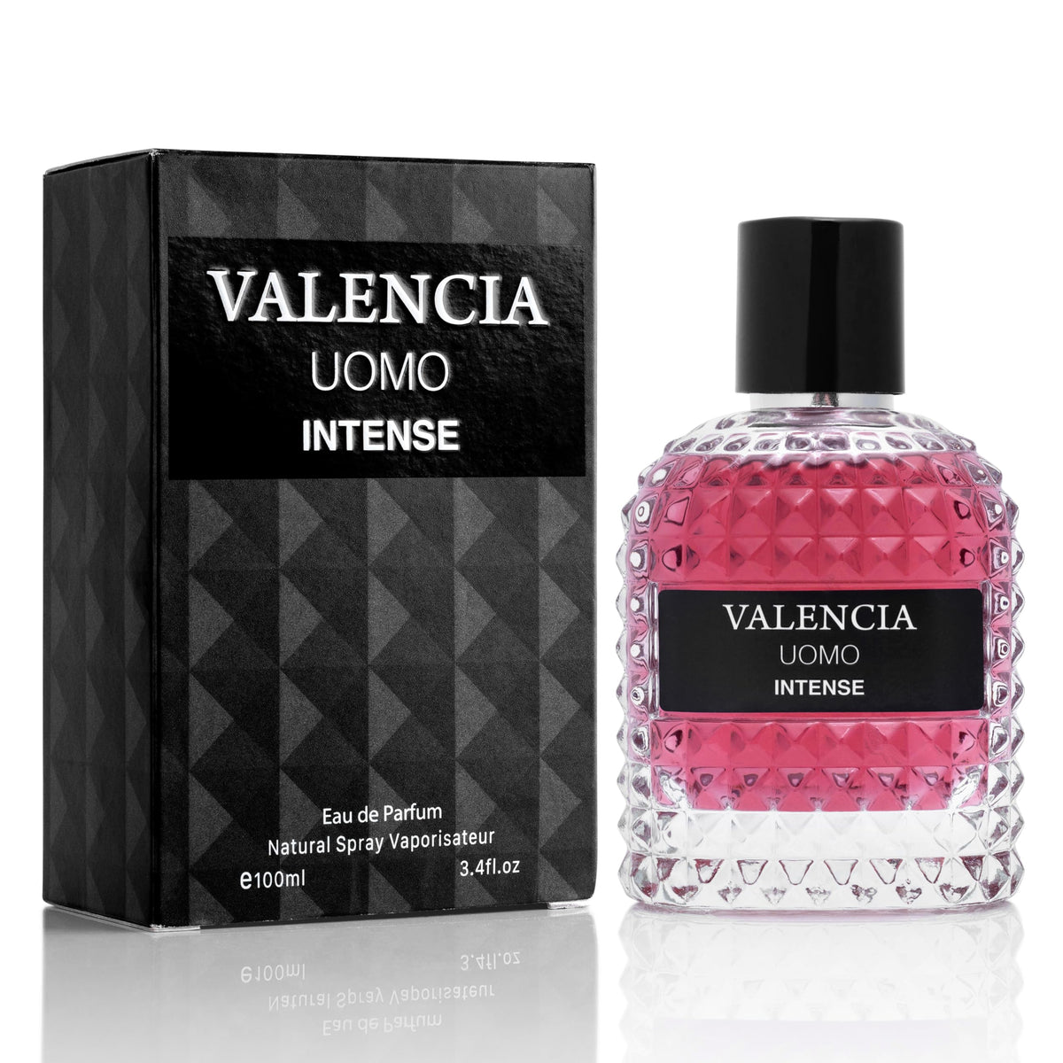 NovoGlow Valencia UOMO Intense bottle front view ideal for gifting