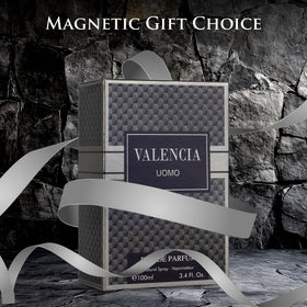 NovoGlow Valencia UOMO sage-vetiver note, highlighting herbal and woody heart.