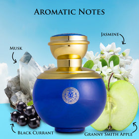 NovoGlow Verse Deep Blue bottle close-up highlighting sleek cap and premium feel.