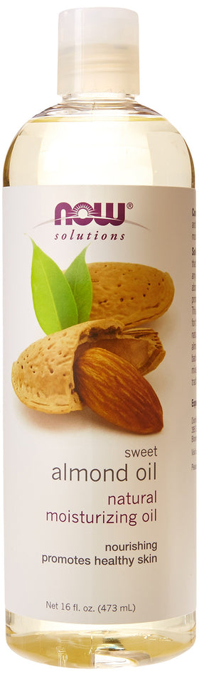 NOW Foods Almond Oil 16oz bottle for silky skin hydration.