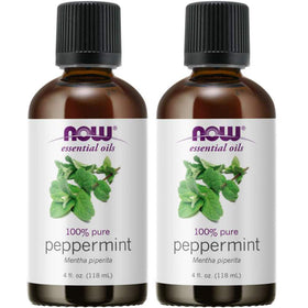 NOW Foods peppermint oil 4 oz bottle for refreshing aroma and DIY use.