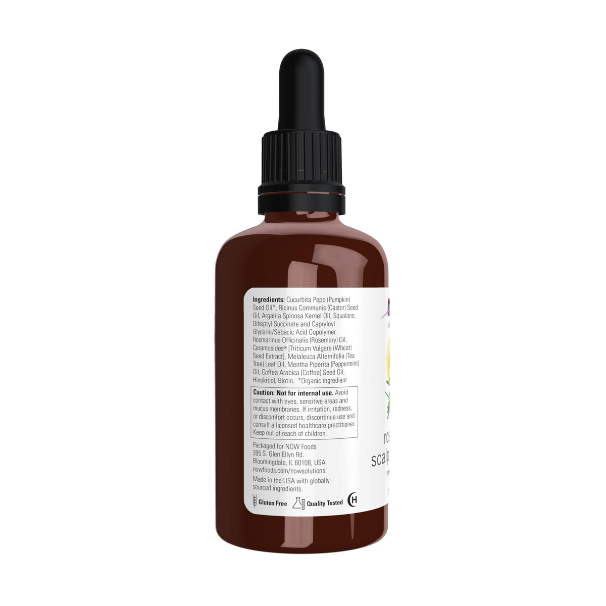 NOW Foods Rosemary Hair Oil application showing easy distribution for scalp care.