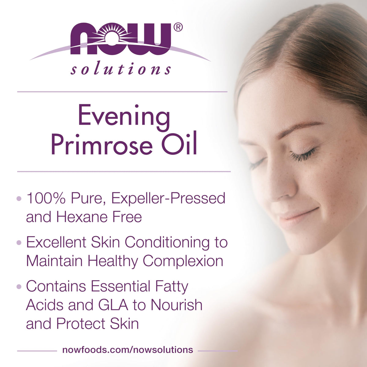NOW Solutions Evening Primrose Oil label close-up highlighting cruelty-free status.