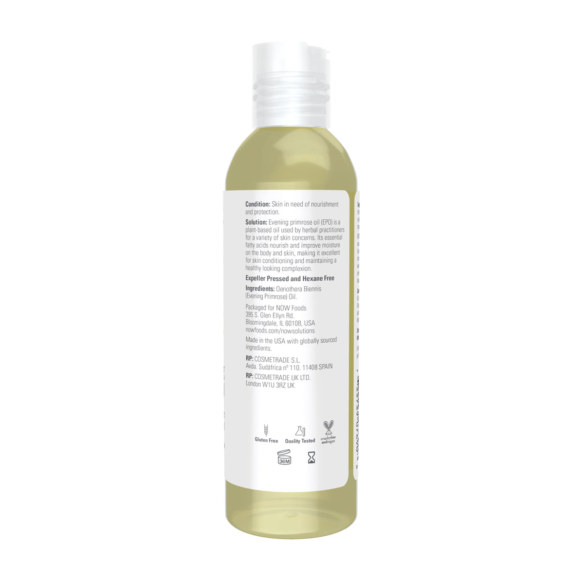 NOW Solutions Evening Primrose Oil being poured for easy daily use.