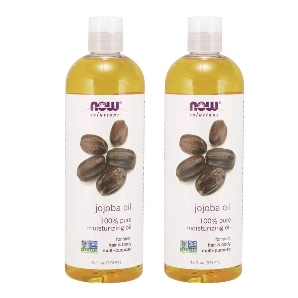 NOW Solutions Jojoba Oil bottle front view for pure skin nourishment.