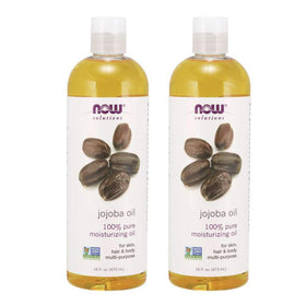 NOW Solutions Jojoba Oil bottle front view for pure skin nourishment.