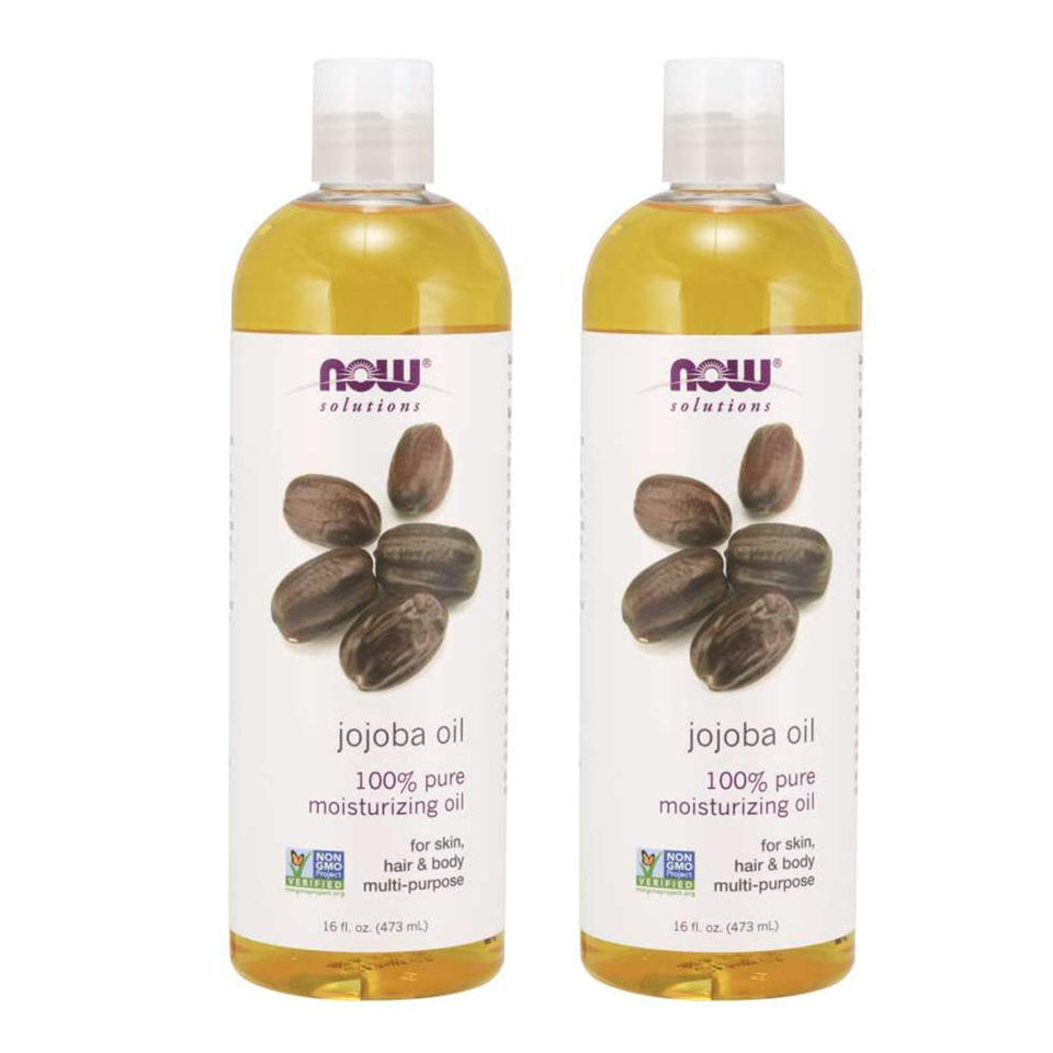 NOW Solutions Jojoba Oil bottle front view for pure skin nourishment.