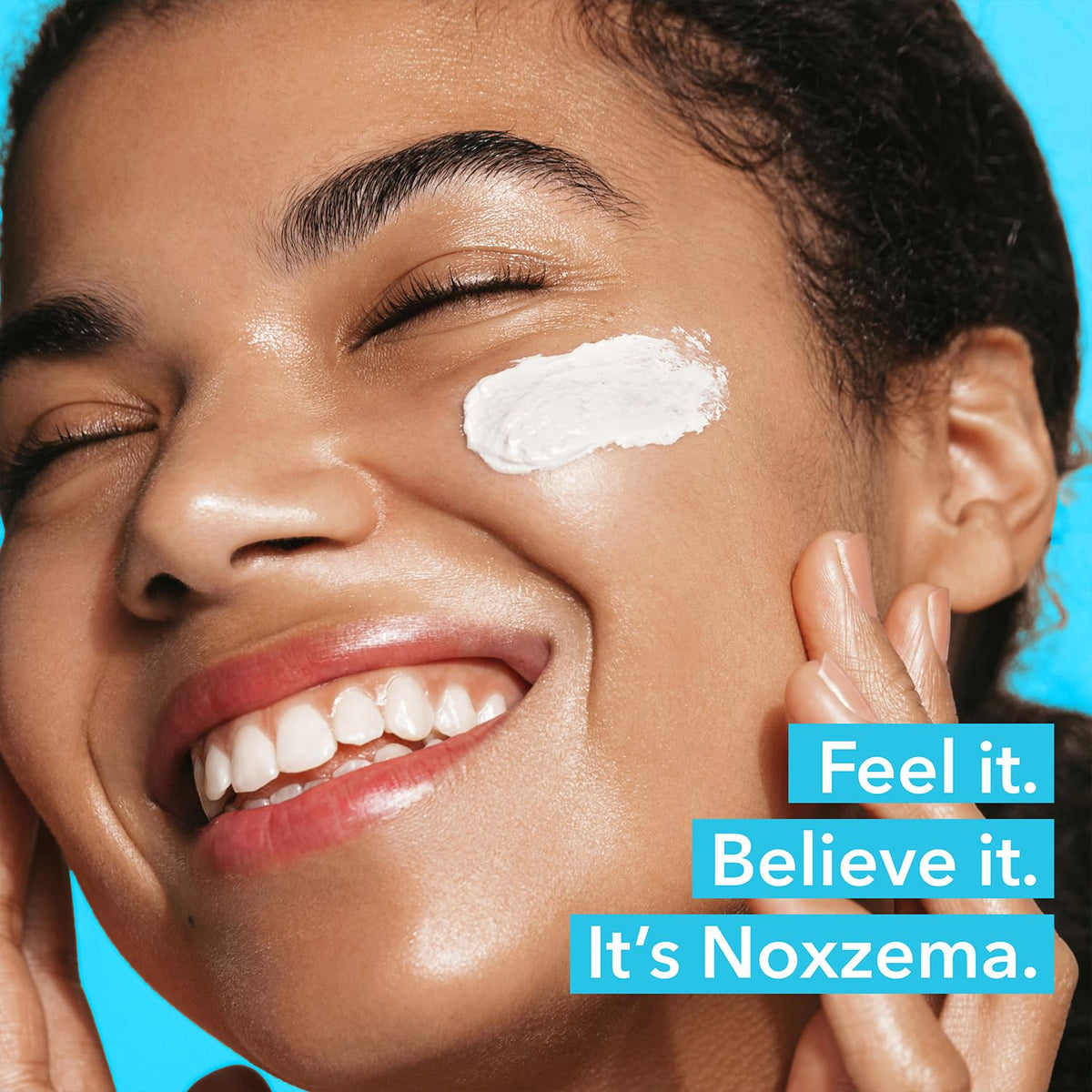 Noxzema jar and tube with a cool splash suggest a refreshing cleanse.