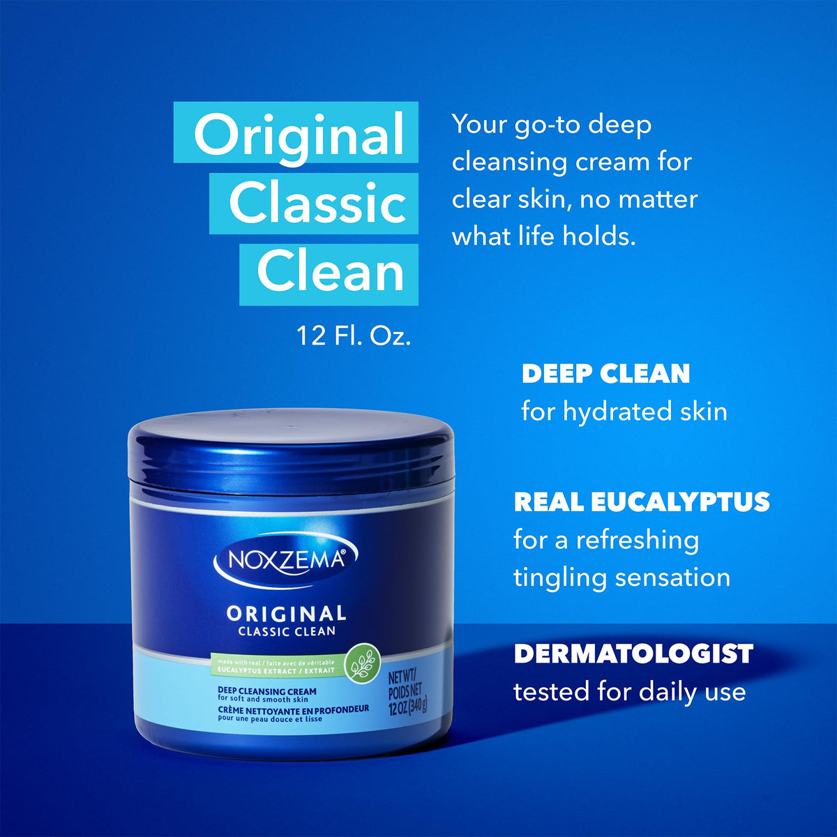 Noxzema Original tingling foam texture conveys refreshing cleanse.