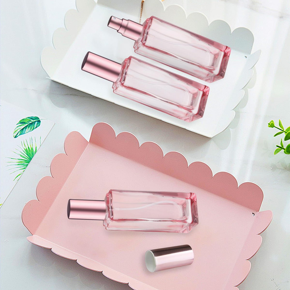 Nozefy bottles organize fragrance, cosmetics, or liquids for travel use