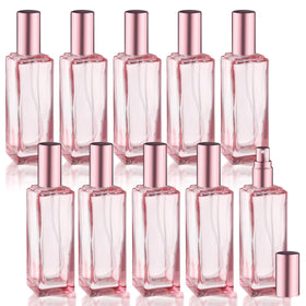 Nozefy pink square bottle with rose gold lid for travel-friendly fragrance storage