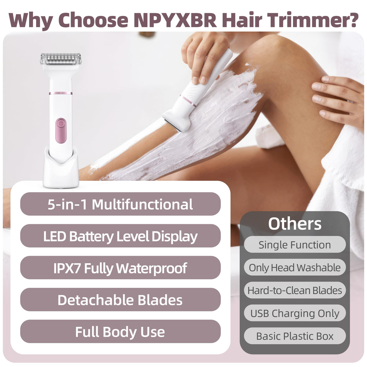 NPYXBR legs-head for fast, even leg grooming.