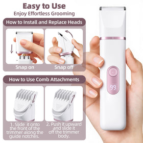 NPYXBR waterproof head for wet and dry grooming in the shower.