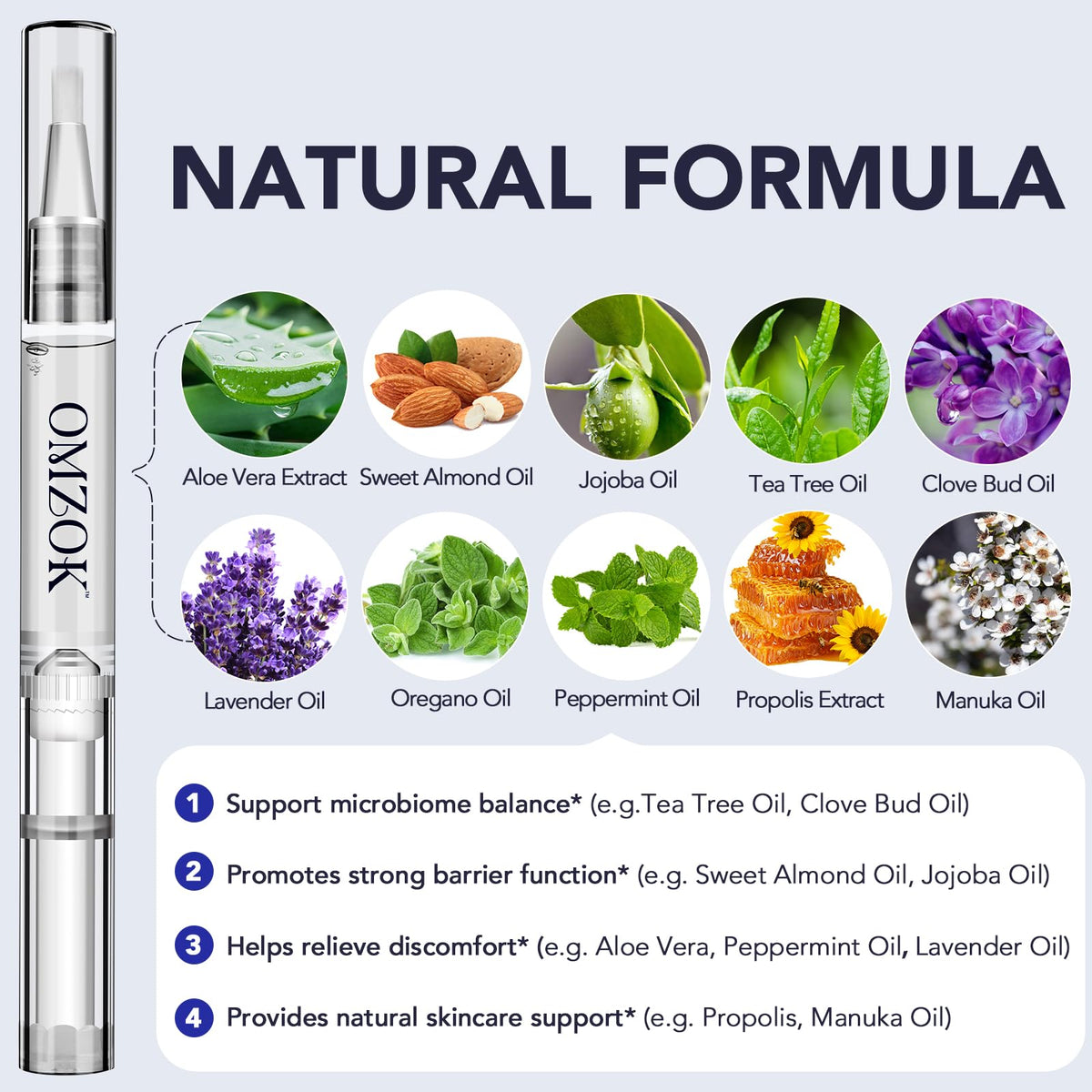 NQINQI Botanical oil blend with tea tree oil refreshes the nail area.