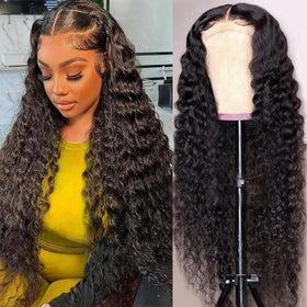 Nsvnsv 13x6 deep wave lace front wig with natural parting and fullness