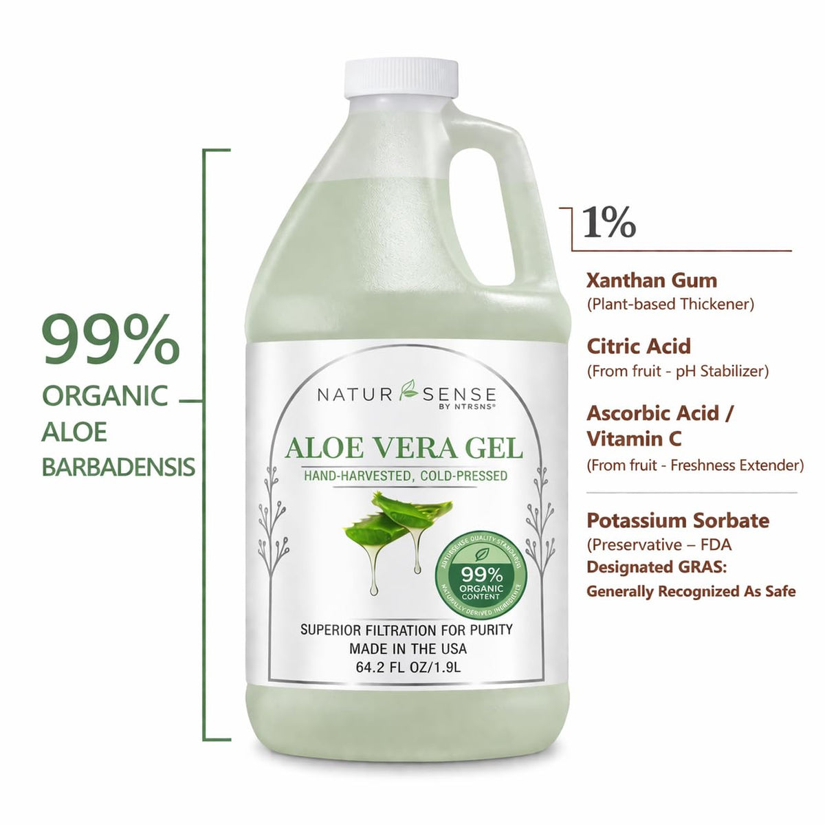 Close-up of NaturSense aloe gel texture for sensitive skin
