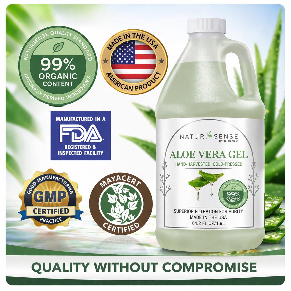 NTRSNS NaturSense Aloe Vera Gel pour demonstrates quick absorption