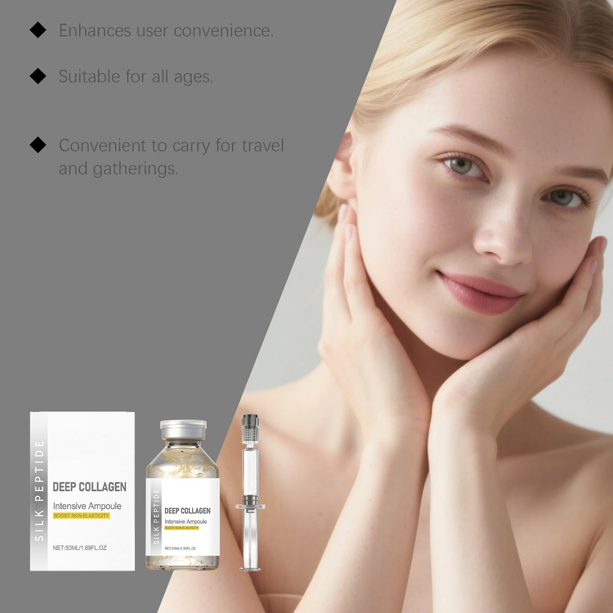 NTYNLe Ampoule texture close-up shows quick absorption into skin