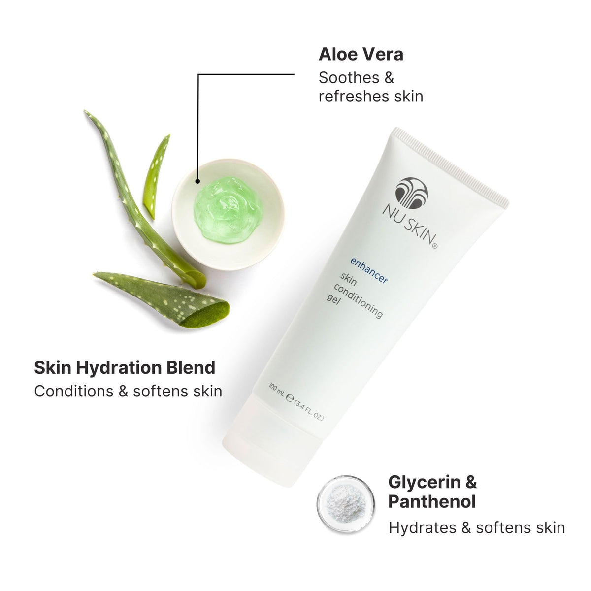 Nu Skin Enhancer Skin Conditioning Gel features refreshing fragrance for routine