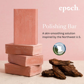 Nu Skin Epoch Polishing Bar texture closeup shows gentle exfoliation without soap.