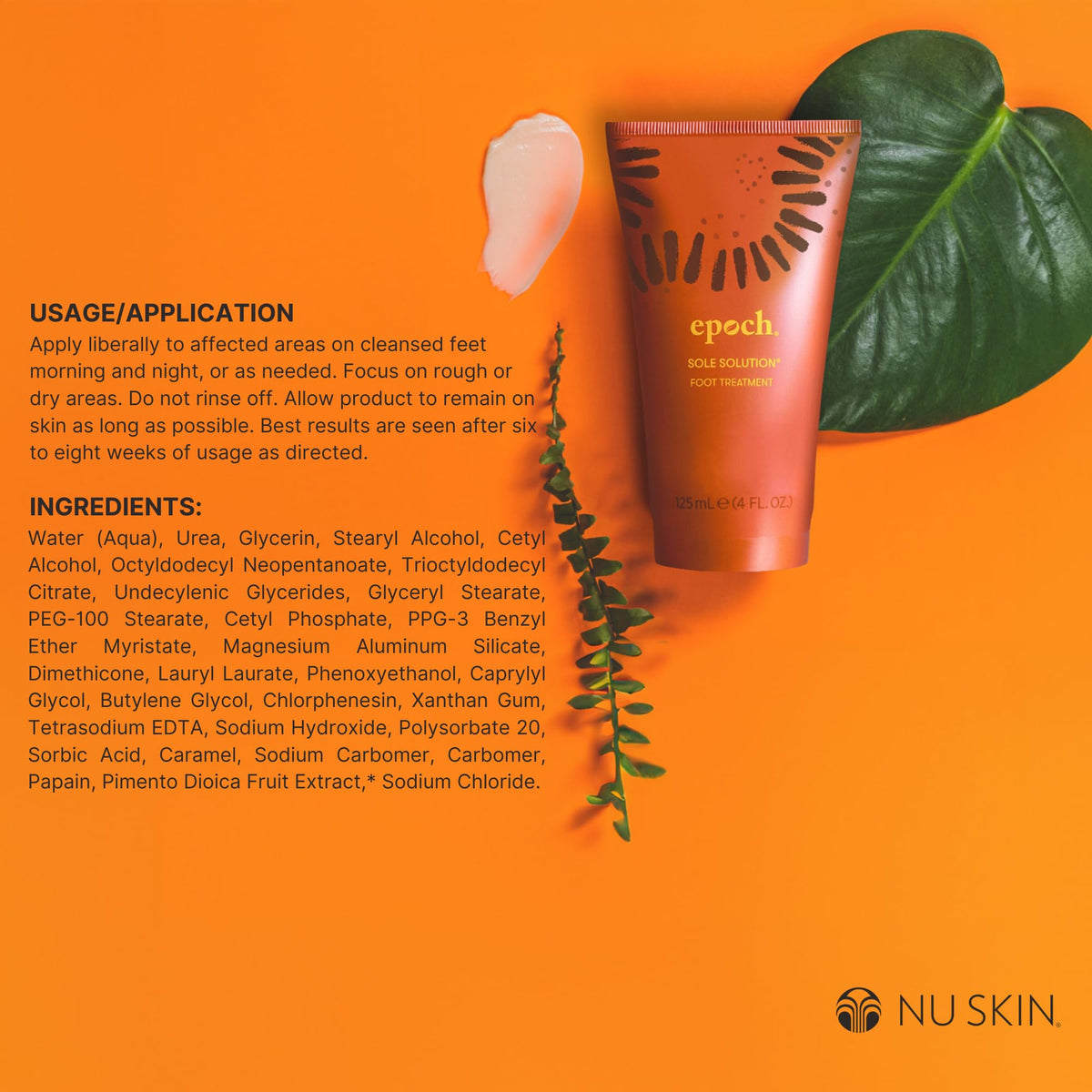 Nu Skin Epoch Sole Solution cream being dispensed for easy application.