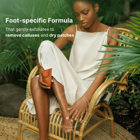Nu Skin Epoch Sole Solution heel application shows smoothing effect on rough areas.