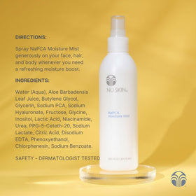 Nu Skin NaPCA Moisture Mist refrigerated storage enhances cooling experience.