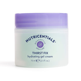 Nu Skin ThirstFix Hydrating Gel Cream bottle on a clean surface delivering instant cooling hydration.