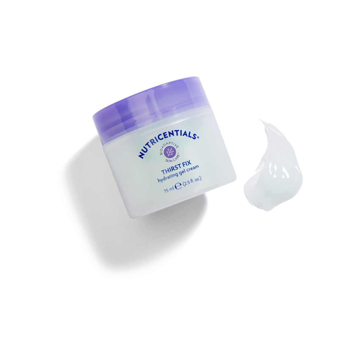 Nu Skin ThirstFix bottle with cap off revealing refreshing non-greasy formula.