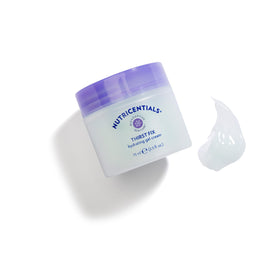 Nu Skin ThirstFix bottle with cap off revealing refreshing non-greasy formula.