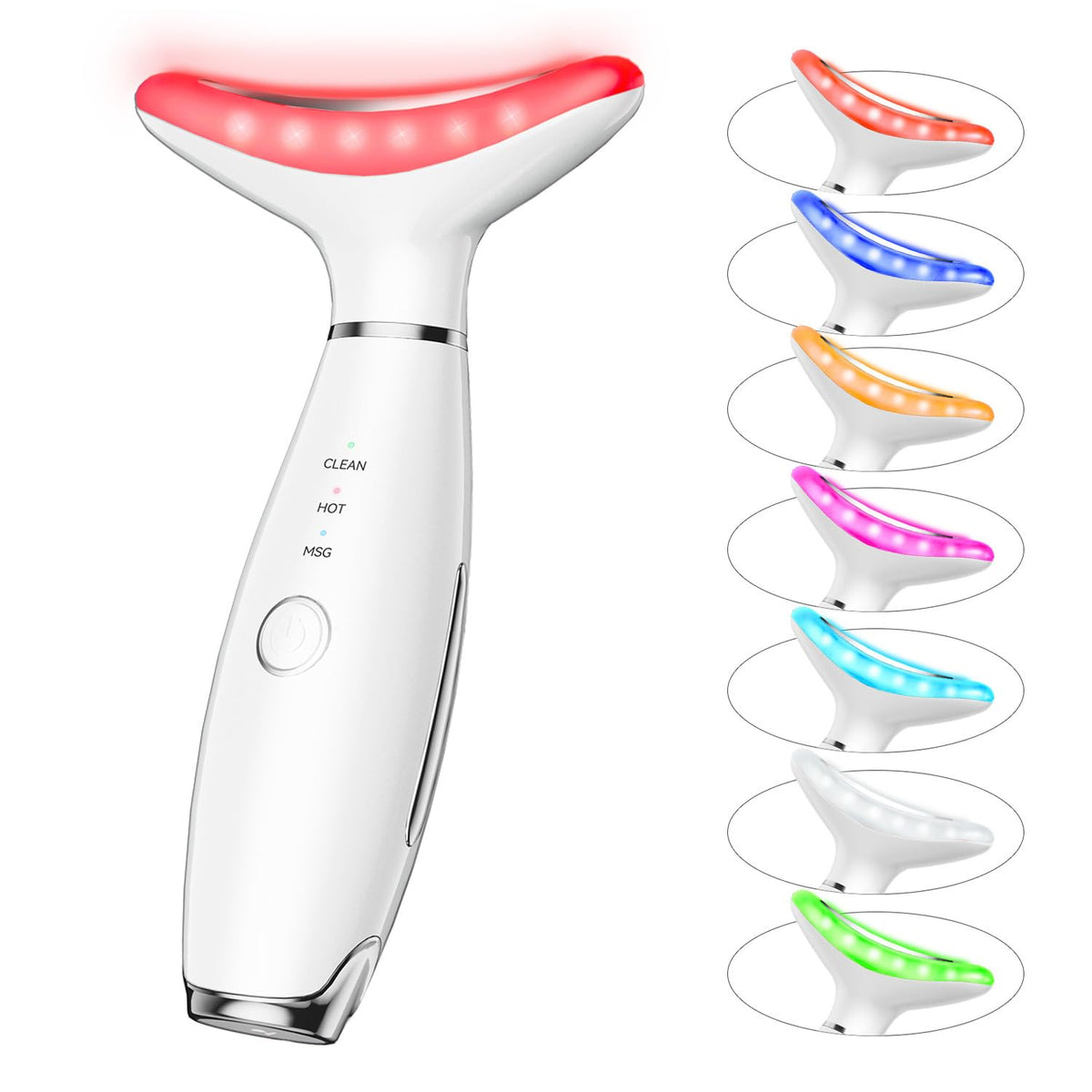 NUAKENE 7-color neck and face massager front view for at-home skincare versatility.
