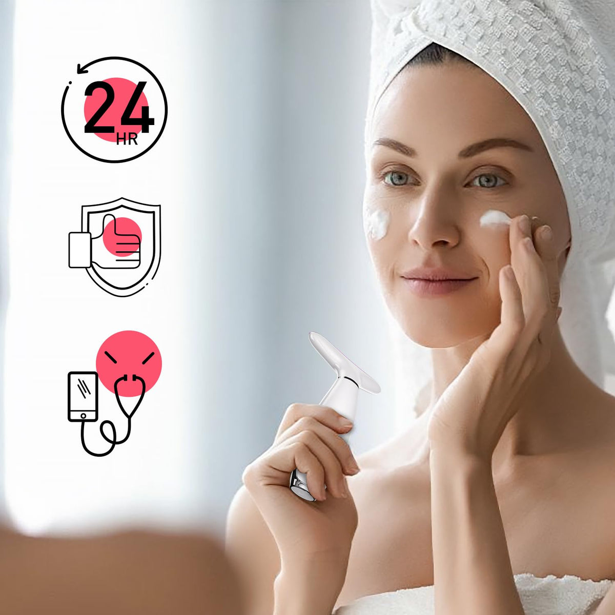 NUAKENE white massager on a clean countertop highlights sleek home use.
