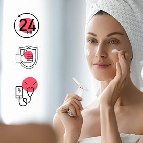 NUAKENE white massager on a clean countertop highlights sleek home use.