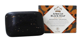 Nubian Heritage African Black Soap Bar front view showing deep cleansing potential