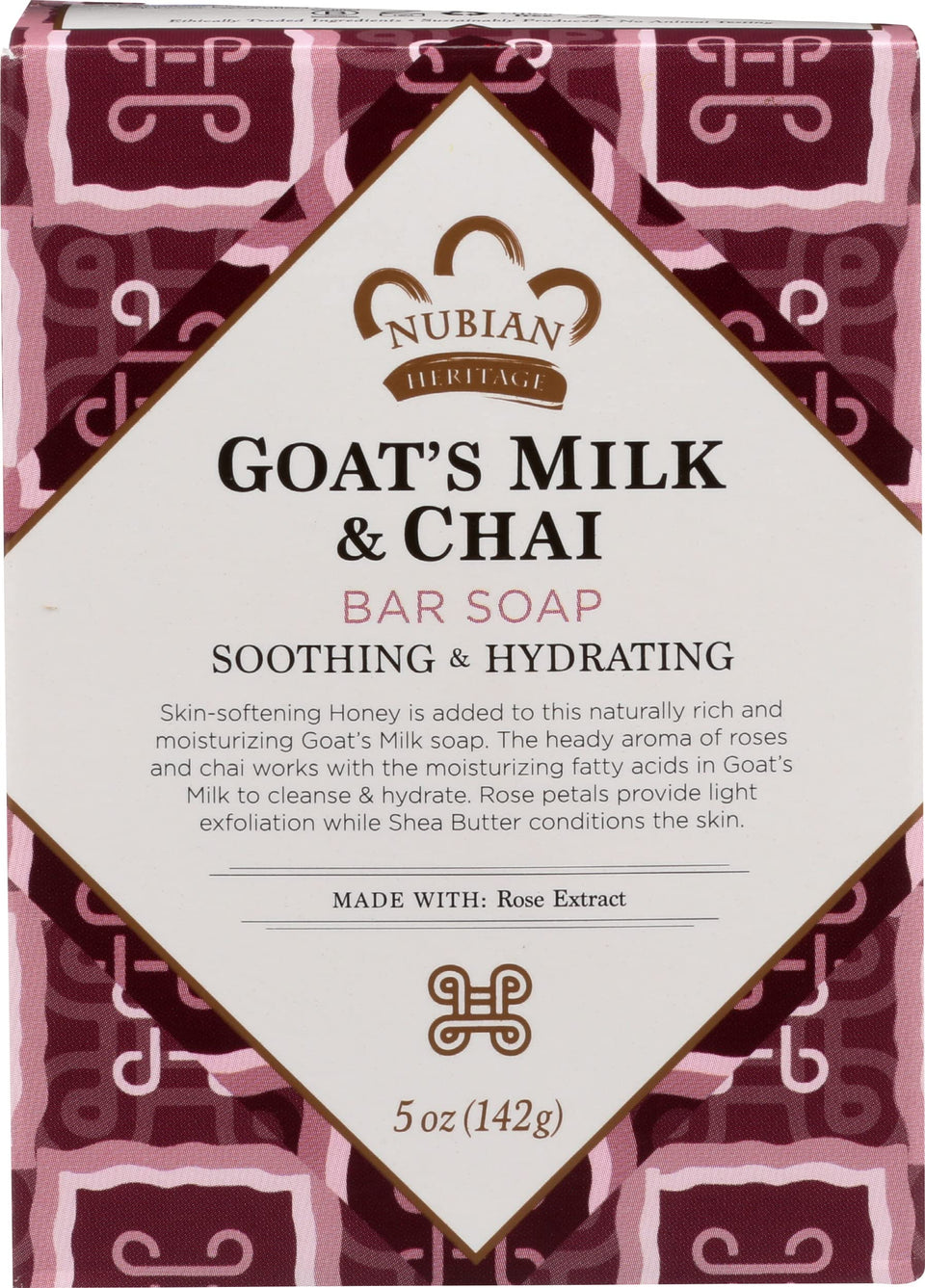 Nubian Heritage Goat's Milk and Chai Bar Soap pack of 3 provides soothing hydration during daily cleansing
